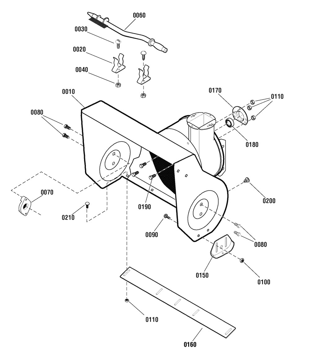 Auger Housing Group Diagram and Parts List for 1696053-CM691150 2011 Briggs and Stratton Snow Blower